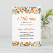 Invitation Baby shower d'agrumes orange neutre pour les femme (Debout devant)