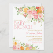Invitation Baby shower d'agrumes rose et orange (Devant)