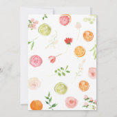 Invitation Baby shower d'agrumes rose et orange (Dos)
