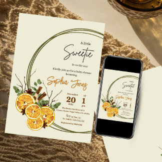 Invitation Baby shower d'agrumes séchés aux tranches d'orange