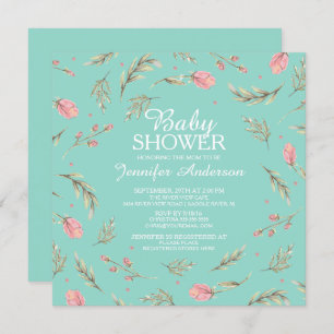 Invitation Baby shower Dainty Rose Roses filles