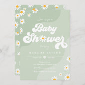 Invitation Baby shower Daisy Boho Hippy Vibes Baby shower (Devant / Derrière)