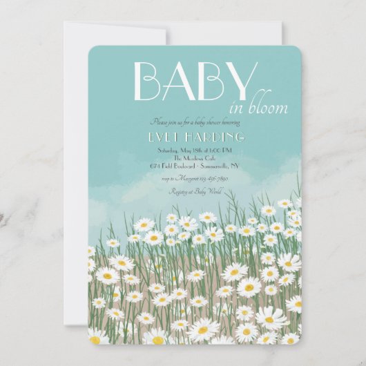 Invitation Baby shower Daisy Field (Devant)