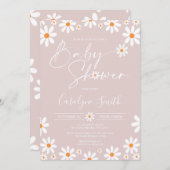 Invitation Baby shower Daisy Floral Watercolor (Devant / Derrière)