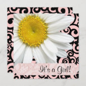 Invitation Baby shower Daisy Pink Girl (Devant / Derrière)