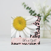 Invitation Baby shower Daisy Pink Girl (Debout devant)