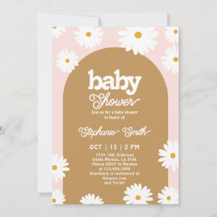 Invitation Baby shower Daisy Retro