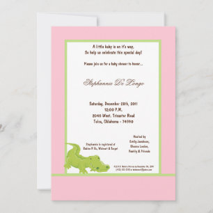 Invitation Baby shower d'Aligator rose 5x7