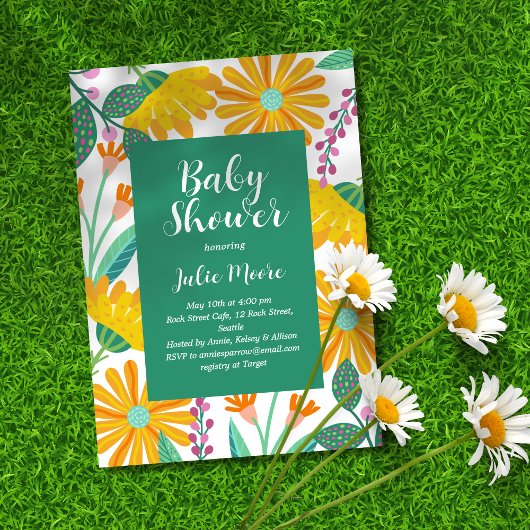 Invitation Baby shower d'alimentation des fleurs