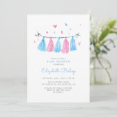 Invitation Baby shower d'alliages rose et bleu (Debout devant)