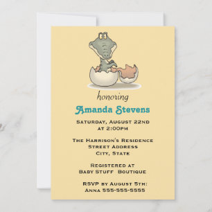 Invitation Baby shower d'alligator bébé mignon