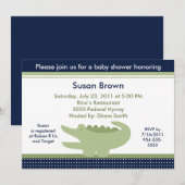 Invitation Baby shower d'alligator mignonne (Devant / Derrière)