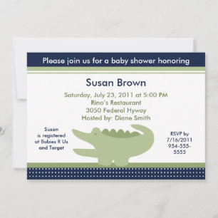 Invitation Baby shower d'alligator mignonne