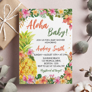 Invitation Baby shower d'Aloha Tropical Floral Summer