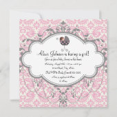 Invitation Baby shower Damas rose et gris (Dos)