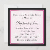 Invitation Baby shower Damas rose et noir (Dos)