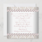 Invitation Baby Shower Damask Perle Rose (Dos)