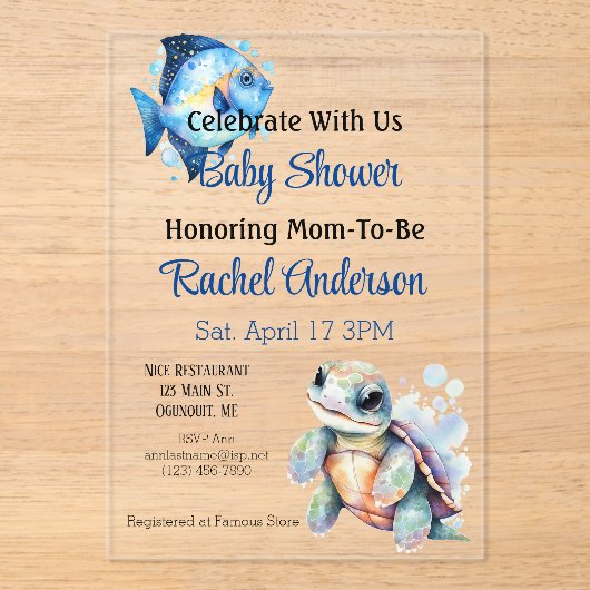Invitation Baby shower d'amis aquatiques (Recto)
