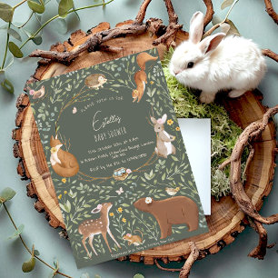 Invitation Baby shower d'amis de la forêt