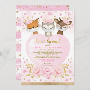 Invitation Baby shower d'amour de bois rose Gold par courrier