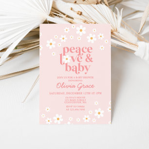 Invitation Baby shower d'amour de paix Daisy Pink