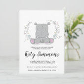 Invitation Baby shower d'amour hippo (Debout devant)