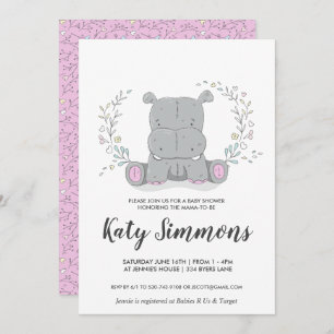 Invitation Baby shower d'amour hippo