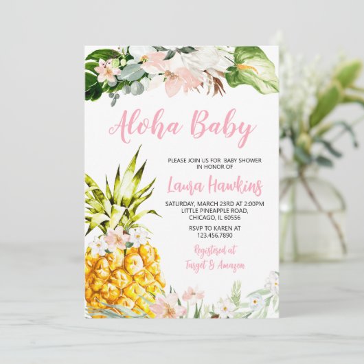 Invitation Baby shower d'ananas (Debout devant)