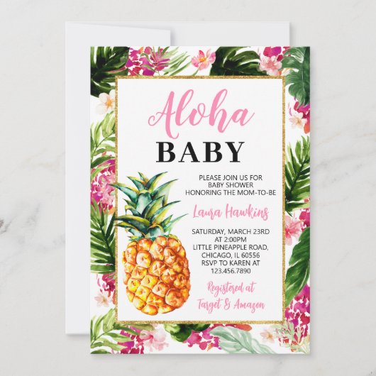 Invitation Baby shower d'ananas (Devant)