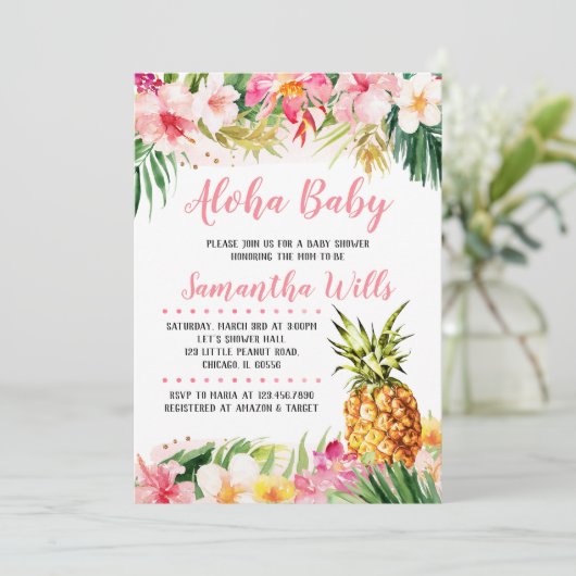 Invitation Baby shower d'ananas (Debout devant)