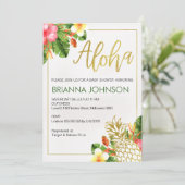 Invitation Baby shower d'ananas Aloha tropical (Debout devant)