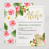 Invitation Baby shower d'ananas Aloha tropical (Devant / Derrière)