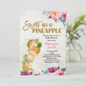 Invitation Baby shower d'ananas de plage (Debout devant)