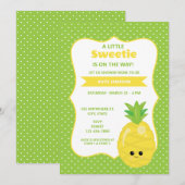 Invitation Baby shower d'ananas doux Little Sweetie (Devant / Derrière)