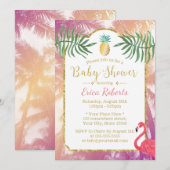Invitation Baby shower d'ananas et de palmiers tropicaux (Devant / Derrière)