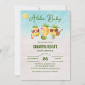 Invitation Baby shower d'ananas Hawaiian Luau Aloha (Devant)