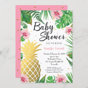 Invitation Baby shower d'ananas, Tropical