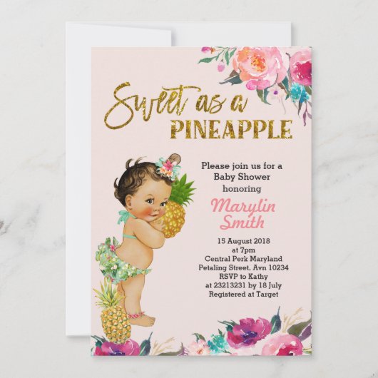 Invitation Baby shower d'ananas Tropical (Devant)