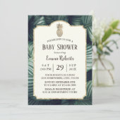 Invitation Baby shower d'ananas Tropical Feuille Luau (Debout devant)