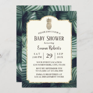 Invitation Baby shower d'ananas Tropical Feuille Luau