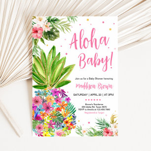 Invitation Baby shower d'ananas tropical floral