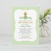 Invitation Baby shower d'ananas vert tropical Luau (Debout devant)