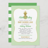 Invitation Baby shower d'ananas vert tropical Luau (Devant / Derrière)