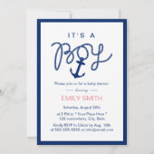 Invitation Baby shower d'Ancre bleu marine (Devant)