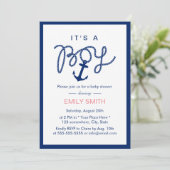 Invitation Baby shower d'Ancre bleu marine (Debout devant)