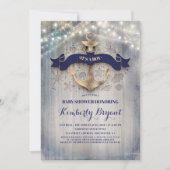 Invitation Baby shower d'Ancre dorée côtière (Devant)