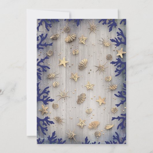 Invitation Baby shower d'Ancre dorée côtière (Dos)