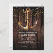 Invitation Baby shower d'Ancre en or rustique (Devant)