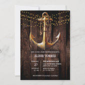 Invitation Baby shower d'Ancre en or rustique (Devant)