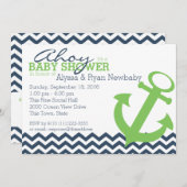 Invitation Baby shower d'Ancre Nautical Zigzag (Devant / Derrière)